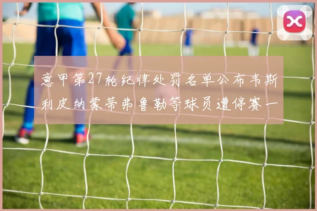 意甲第27轮纪律处罚名单公布韦斯利皮纳蒙蒂弗鲁勒等球员遭停赛一轮
